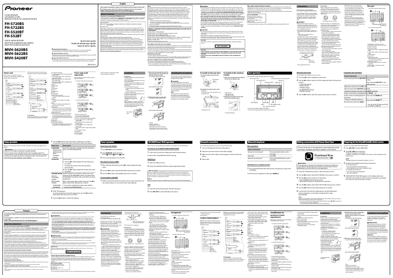 Page 1 de la notice Guide de démarrage rapide Pioneer MVH-S622BS