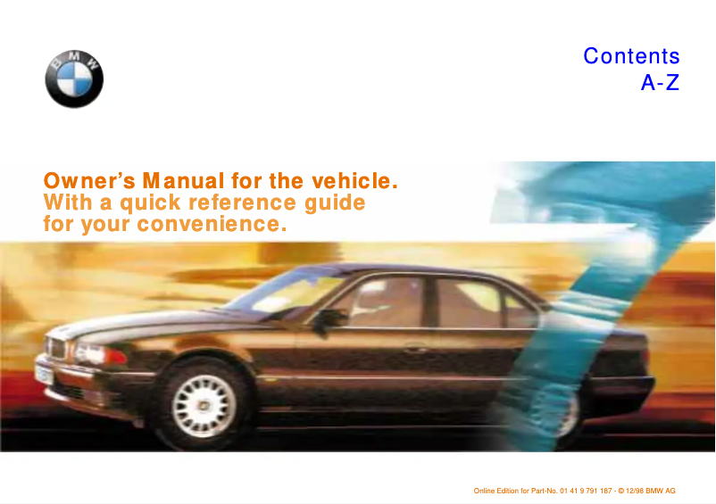 Page 1 de la notice Manuel utilisateur BMW 7 Series (1999)