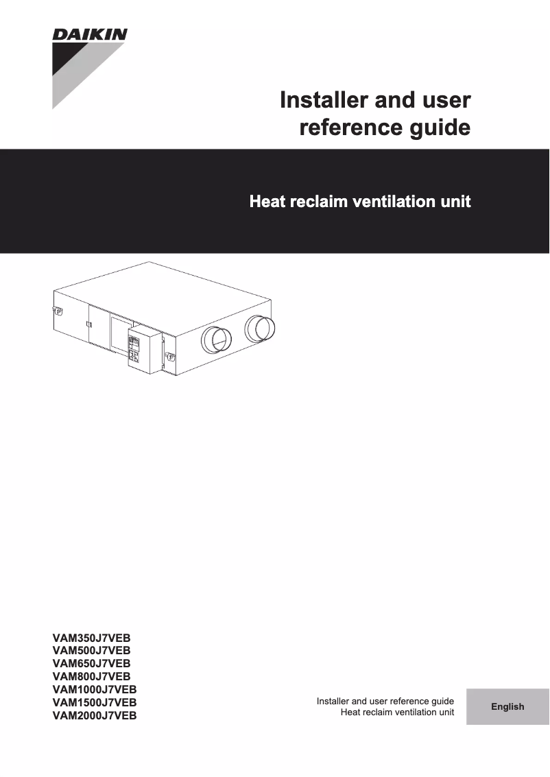 Page n°1 - Manuel utilisateur Daikin VAM1500J7VEB