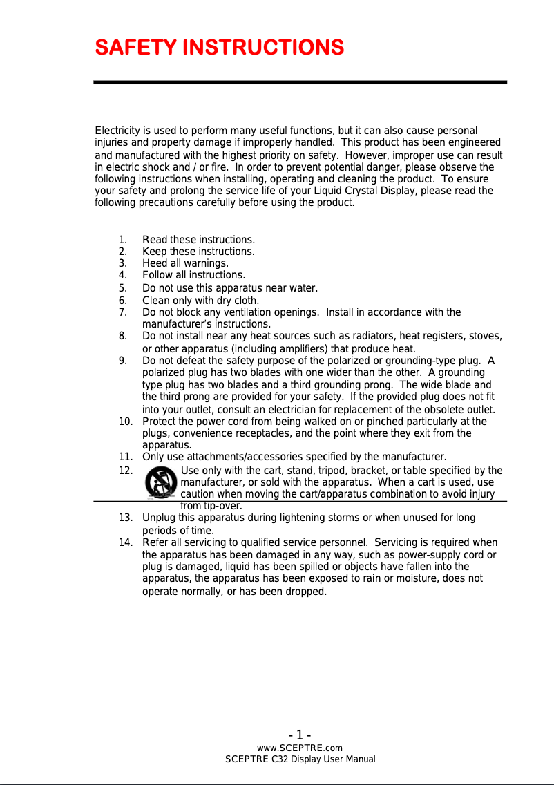 Page n°1 - Manuel utilisateur Sceptre C325B-144R