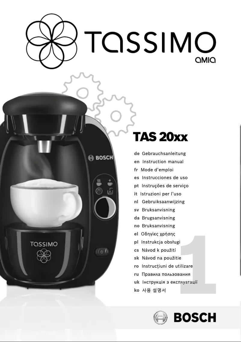 Page n°1 - Manuel utilisateur Bosch Tassimo Amia TAS2001