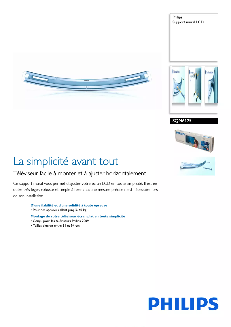 Page 1 de la notice Fiche technique Philips SQM6125