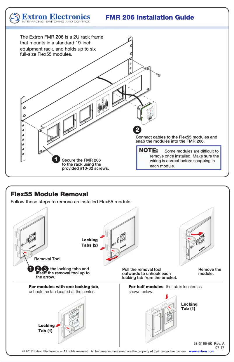 Page 1 de la notice Manuel utilisateur Extron FMR 206