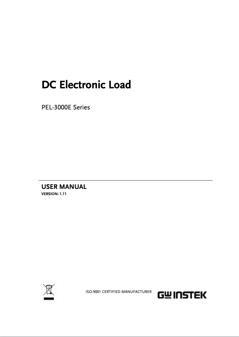 Page 1 de la notice Manuel utilisateur GW Instek PEL-3031E