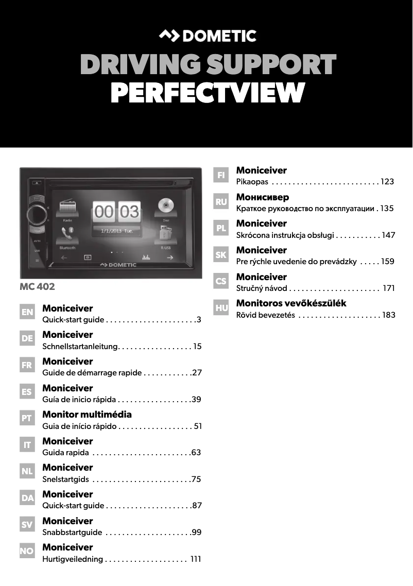 Page 1 de la notice Manuel utilisateur Dometic PerfectView MC 402