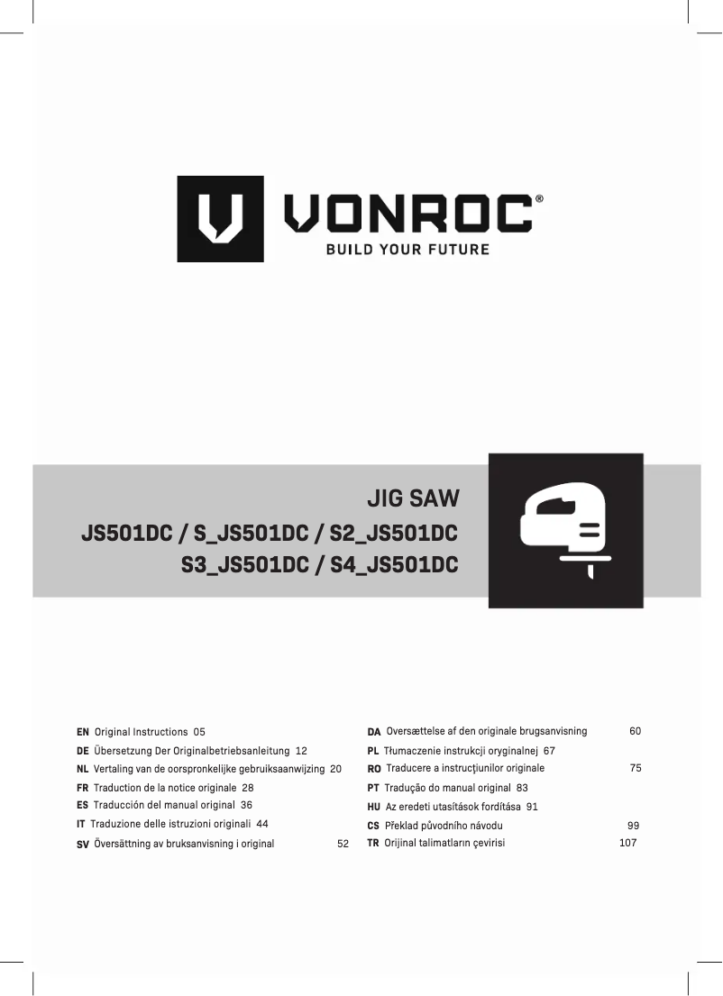 Page n°1 - Manuel utilisateur Vonroc JS501DC