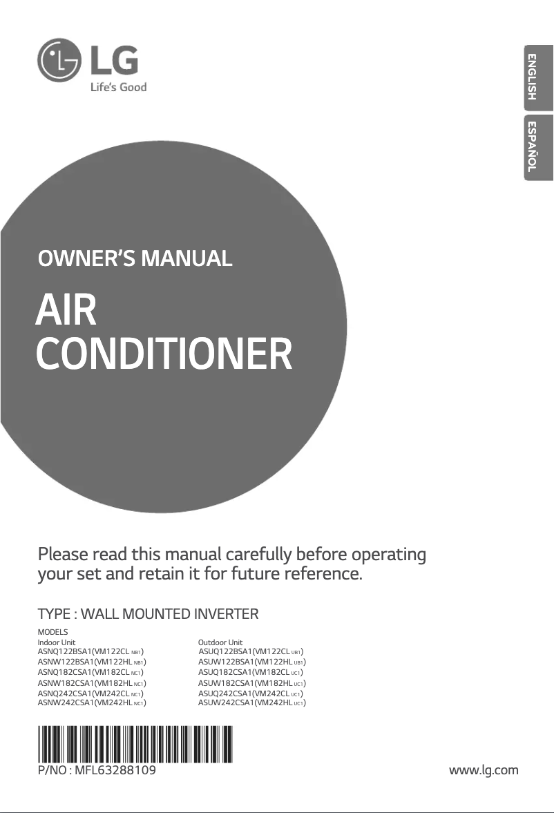 Page 1 de la notice Manuel utilisateur LG VM182CL