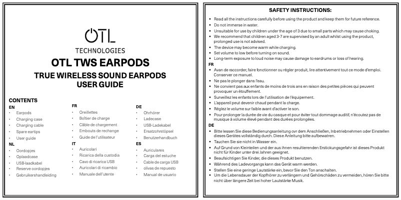 Page n°1 - Manuel utilisateur OTL Technologies LOL868