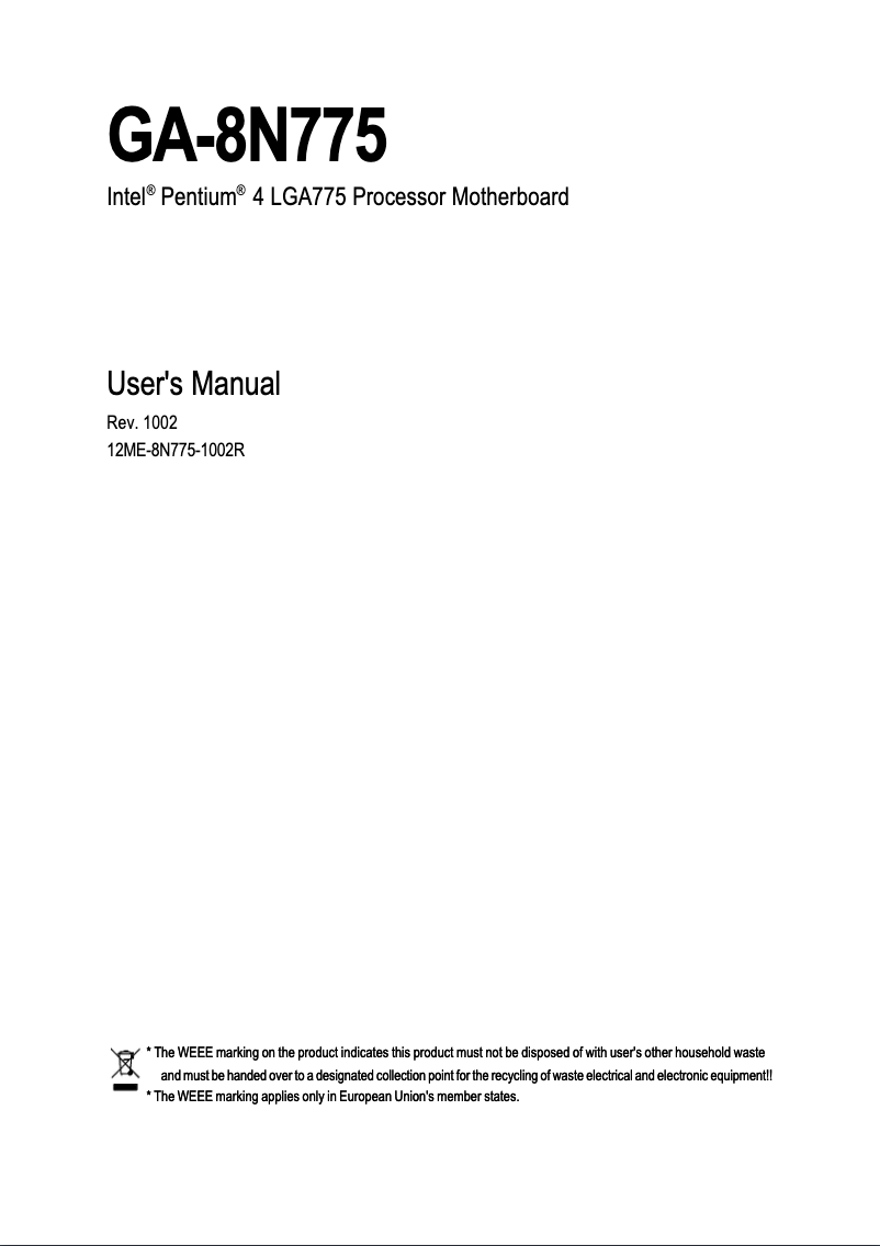 Page 1 de la notice Manuel utilisateur Gigabyte GA-8N775