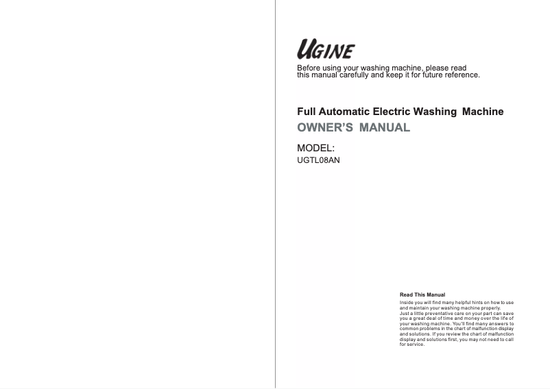 Page 1 de la notice Manuel utilisateur Ugine UGTL08AN