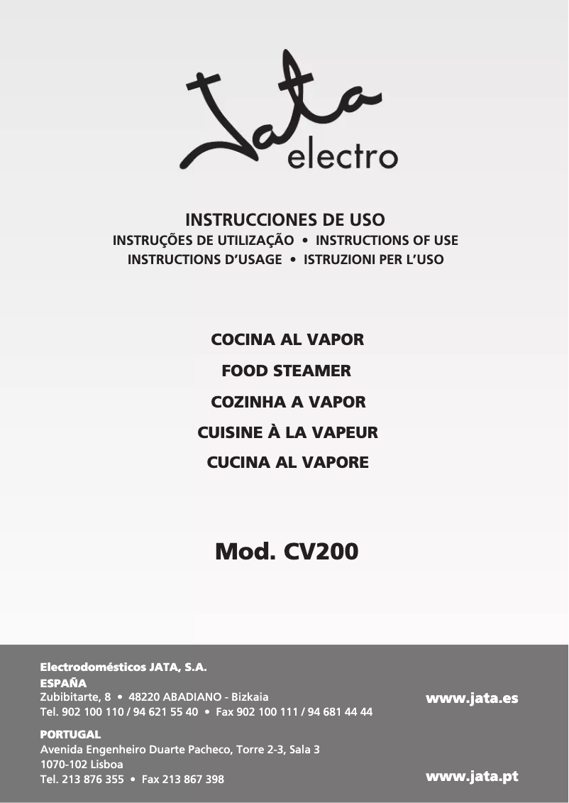 Page n°1 - Manuel utilisateur Jata CV200
