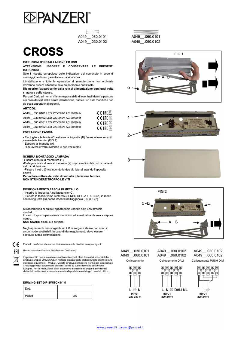 Page n°1 - Manuel utilisateur Panzeri Cross