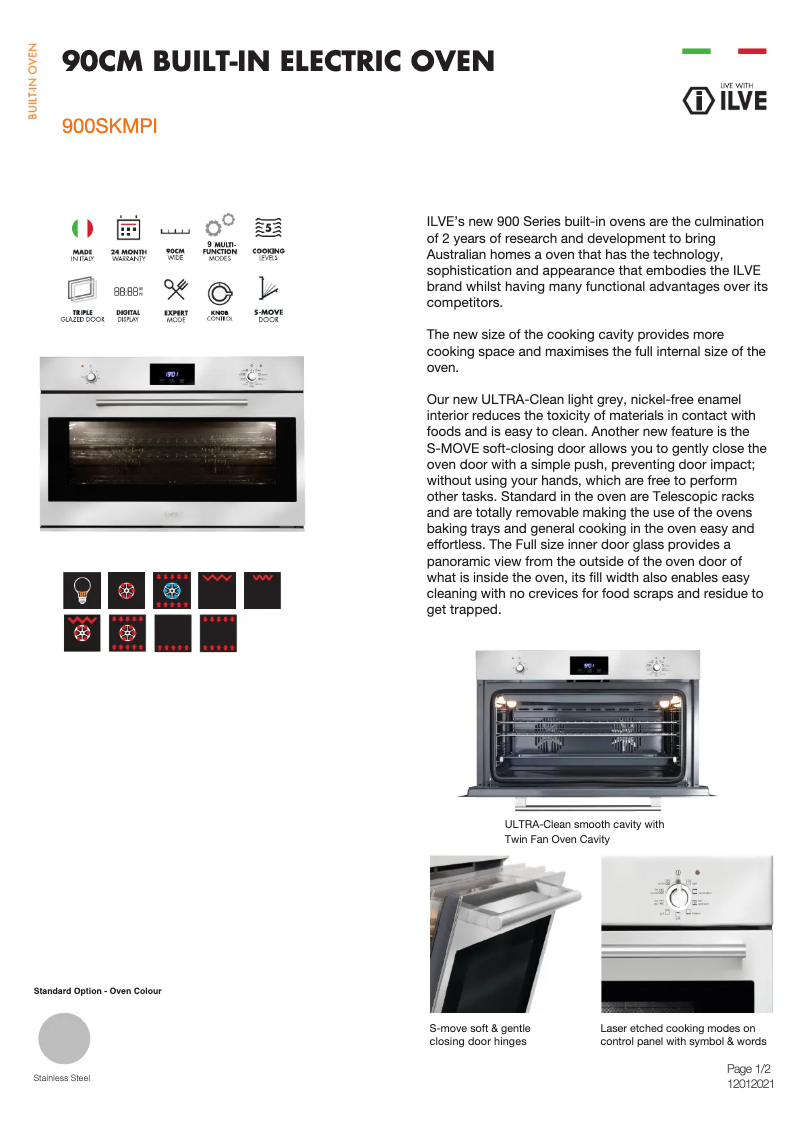 Page n°1 - Fiche technique Ilve 900SKMPI