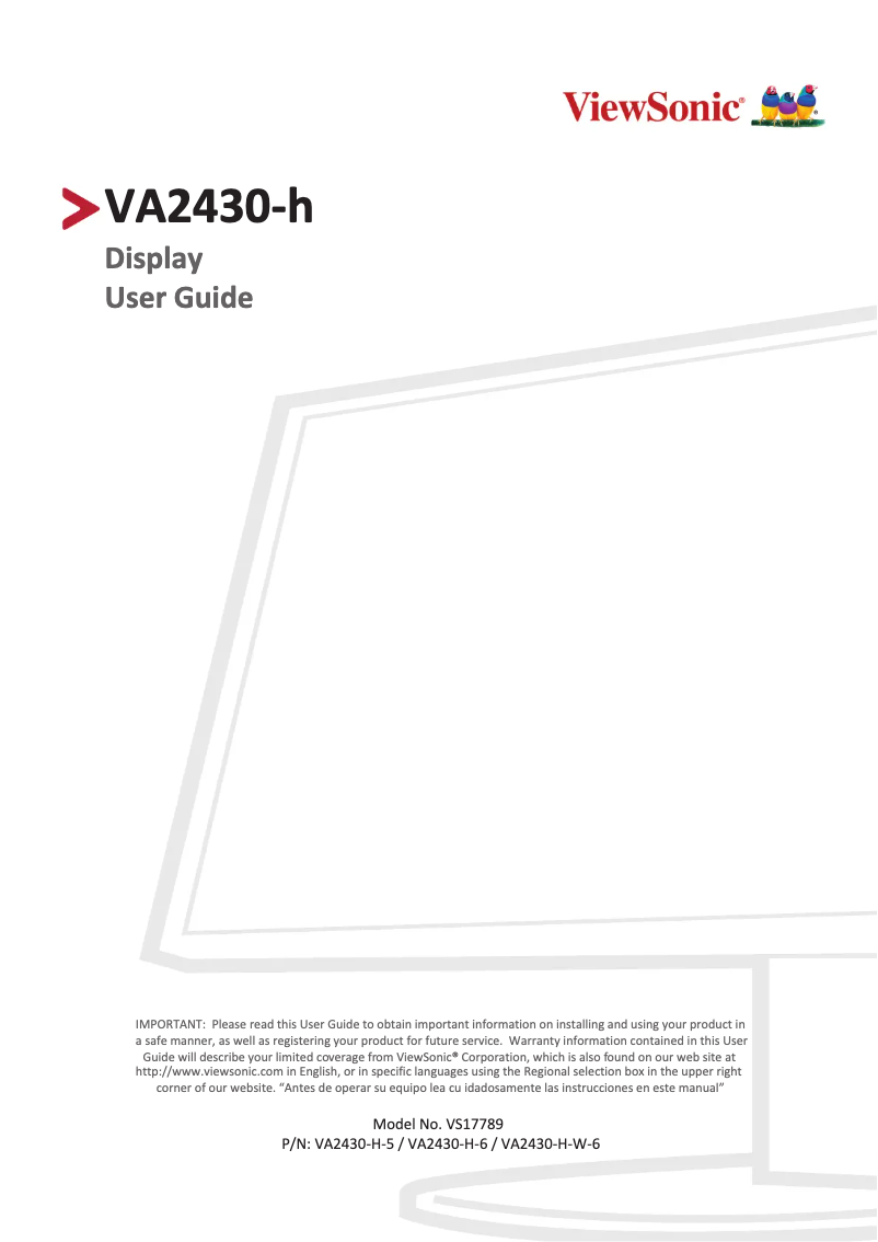 Image de la première page du manuel de l'appareil VA2430-H-W-6