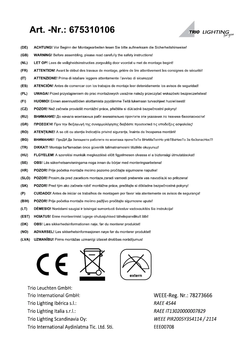 Imagen de la primera página del manual del dispositivo Cumano 675310106