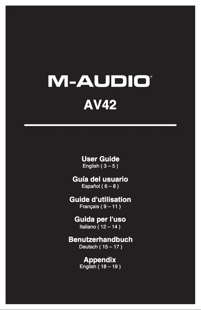 Page 1 de la notice Manuel utilisateur M-Audio AV42