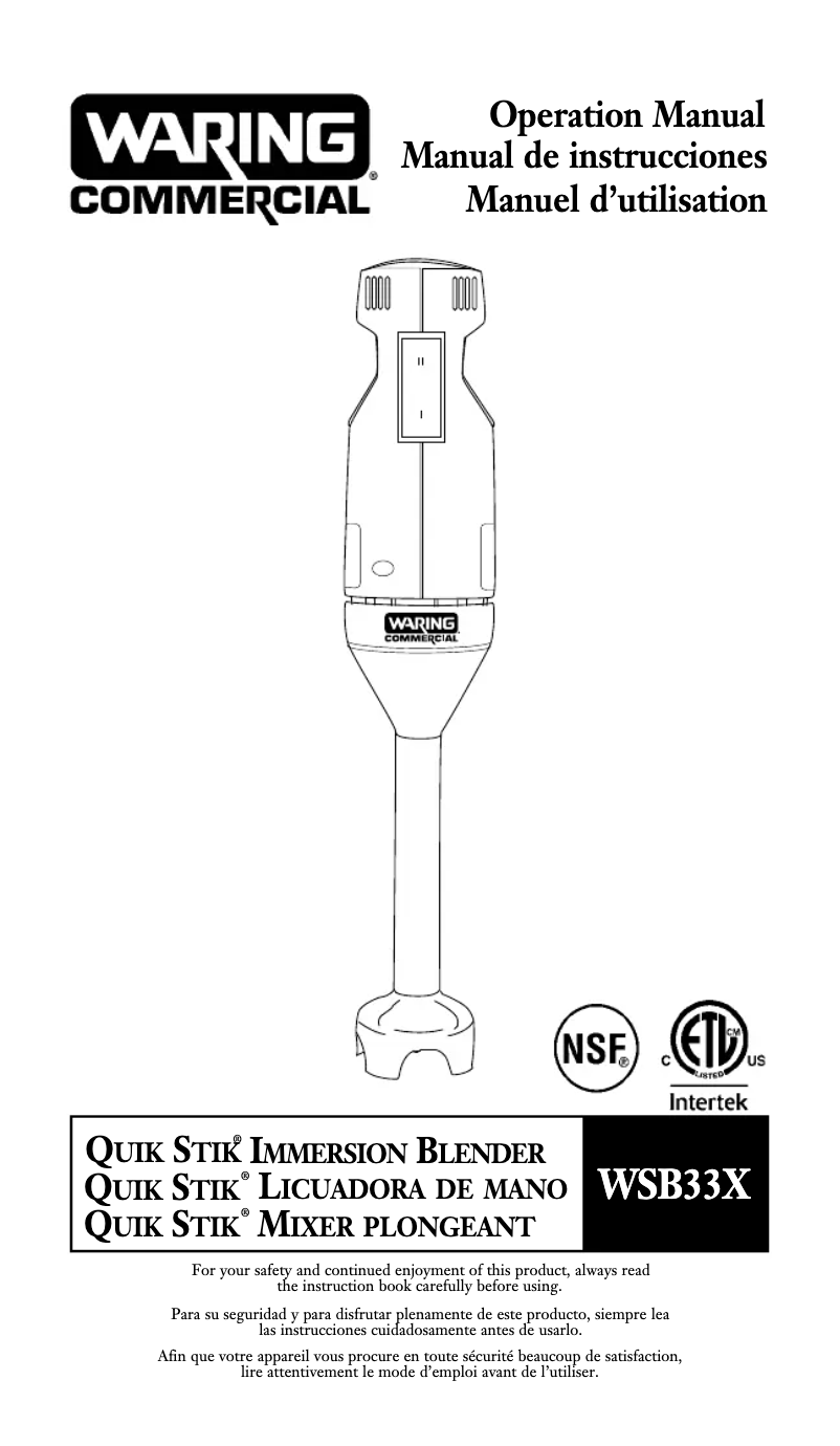 Image de la première page du manuel de l'appareil WSB33XE