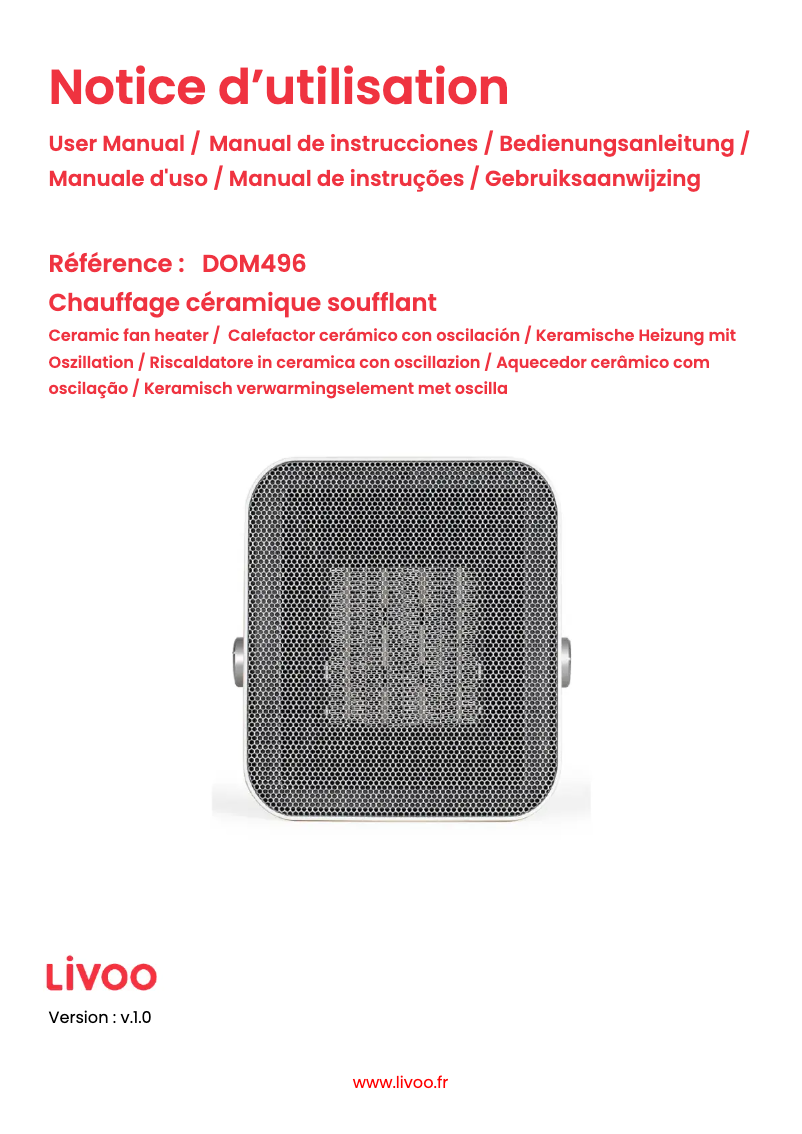 Page n°1 - Manuel utilisateur Livoo DOM496
