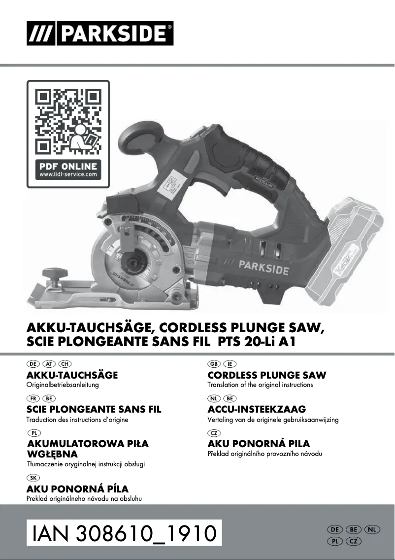 Image de la première page du manuel de l'appareil PDRA 20-Li A1