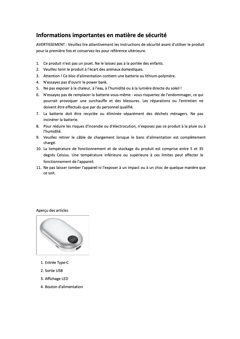 Page 1 de la notice Manuel utilisateur Denver PBH-4003S