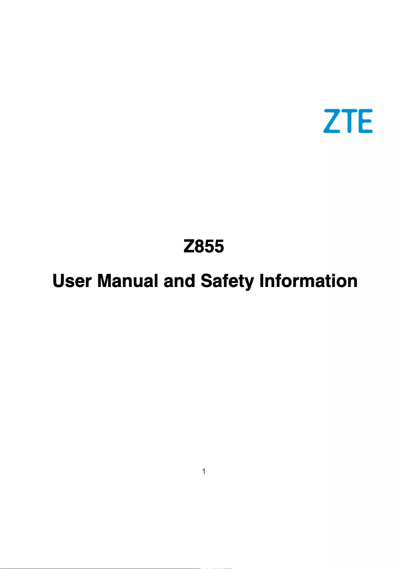 Page 1 de la notice Manuel utilisateur ZTE Avid 4 Z855