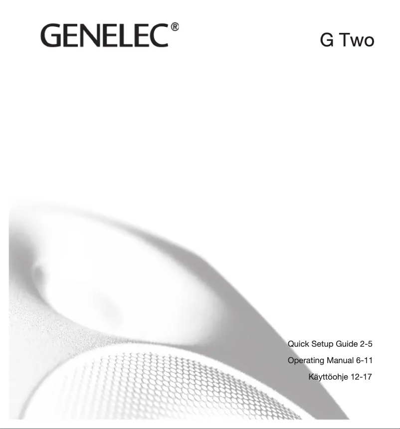 Page n°1 - Manuel utilisateur Genelec G Two