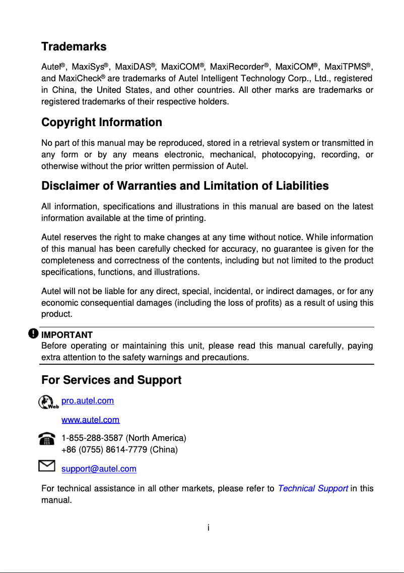 Página 1 del manual Manual de usuario Autel MaxiCOM MK900-TS