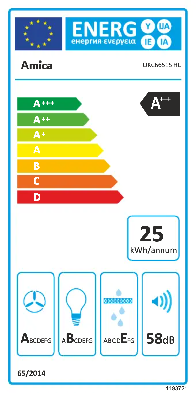 Page 1 de la notice Label énergétique Amica OKC6651S HC