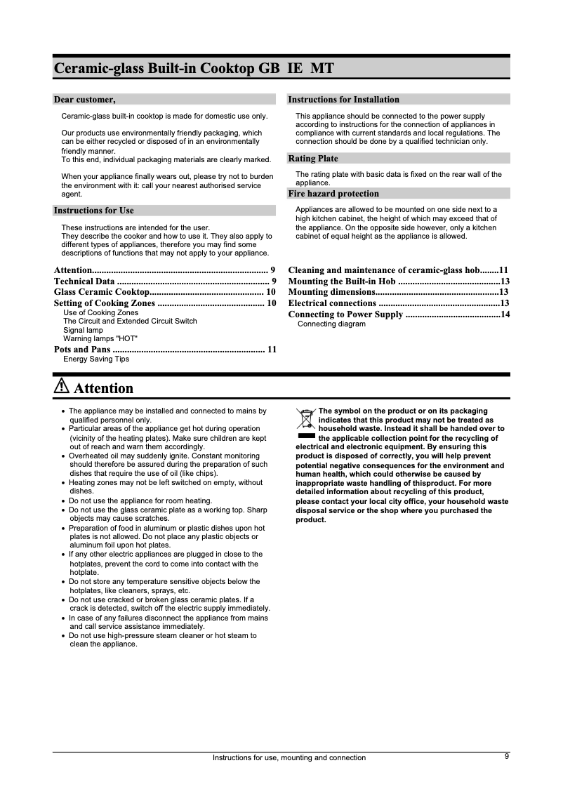Page n°1 - Manuel utilisateur Gorenje ECS 610 E