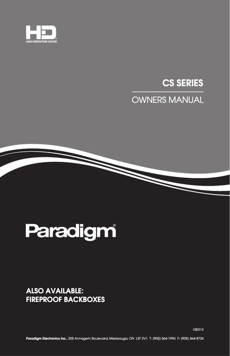 Page n°1 - Manuel utilisateur Paradigm CS-60R-SM v3