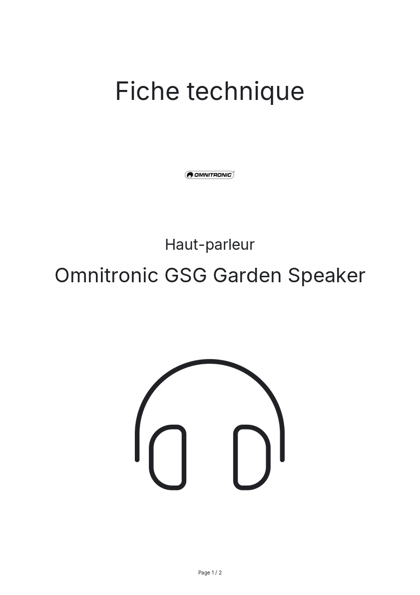 Page n°1 - Fiche technique Omnitronic GSG Garden Speaker