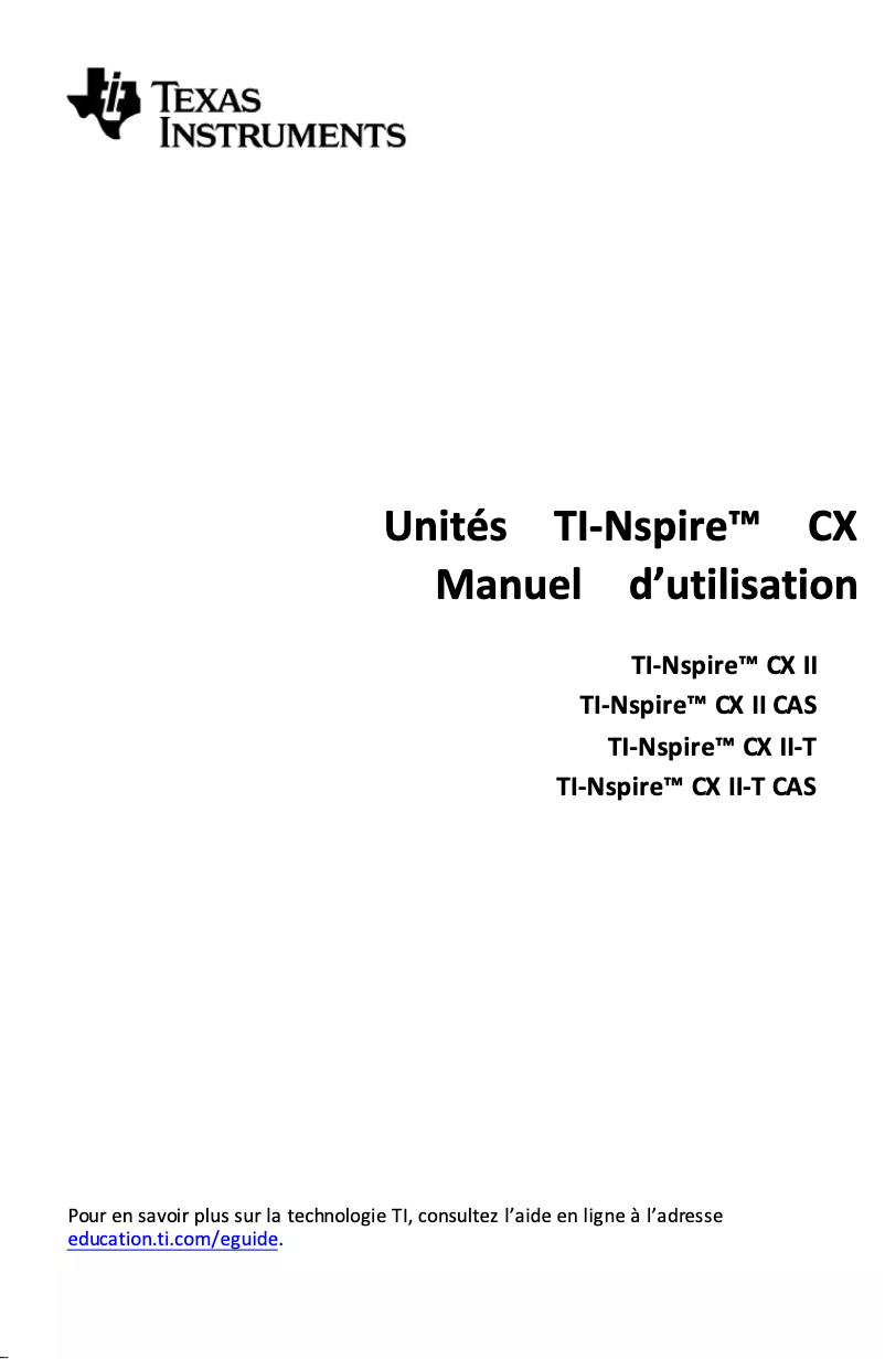 Image de la première page du manuel de l'appareil TI-Nspire