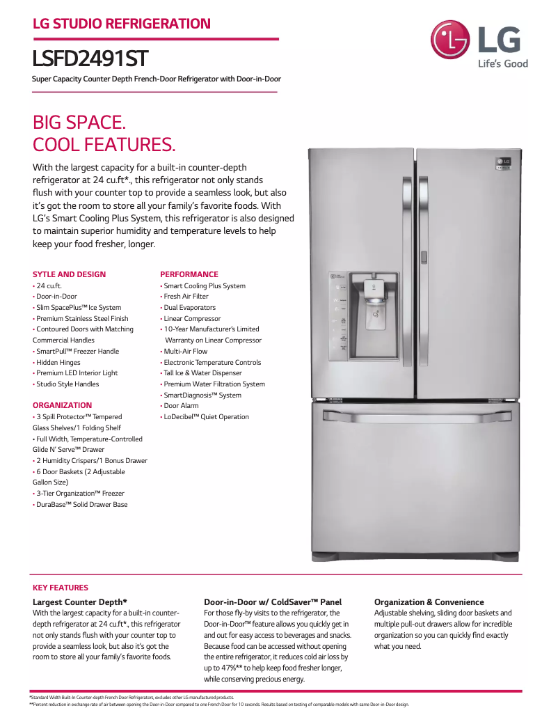 Page 1 de la notice Fiche technique LG LSFD2491