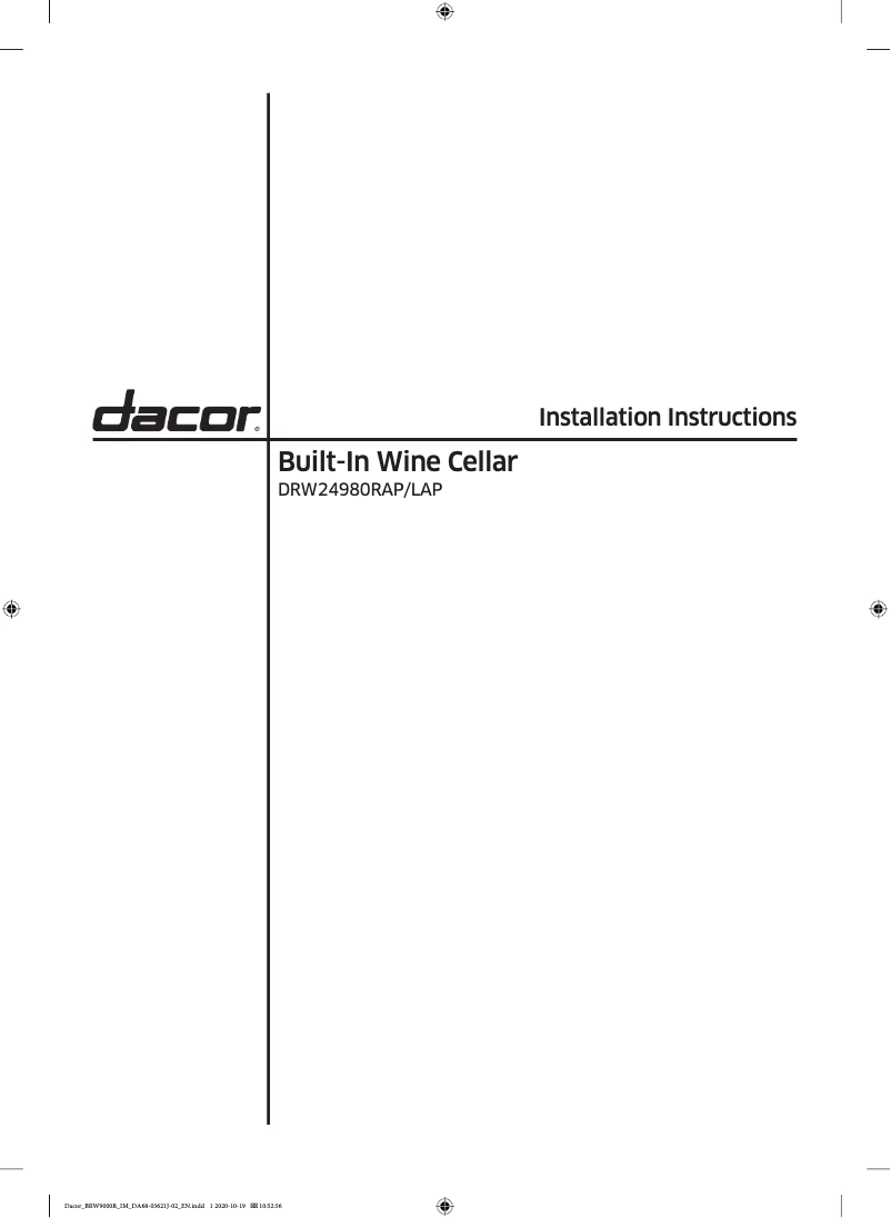 Page n°1 - Guide d'installation Dacor DRW24980LAP