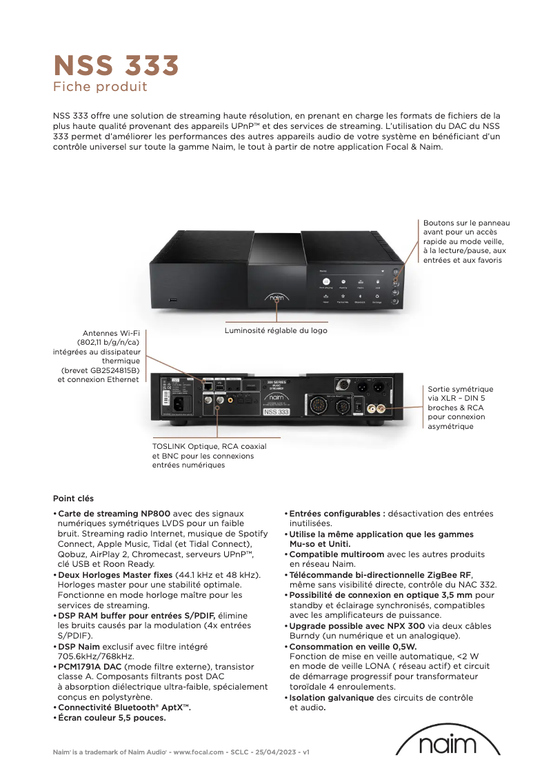 Image de la première page du manuel de l'appareil NSS 333