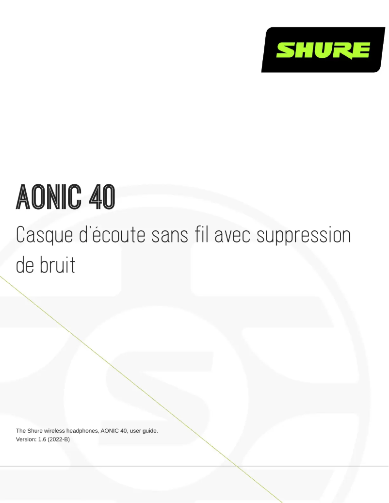 Image de la première page du manuel de l'appareil AONIC 40