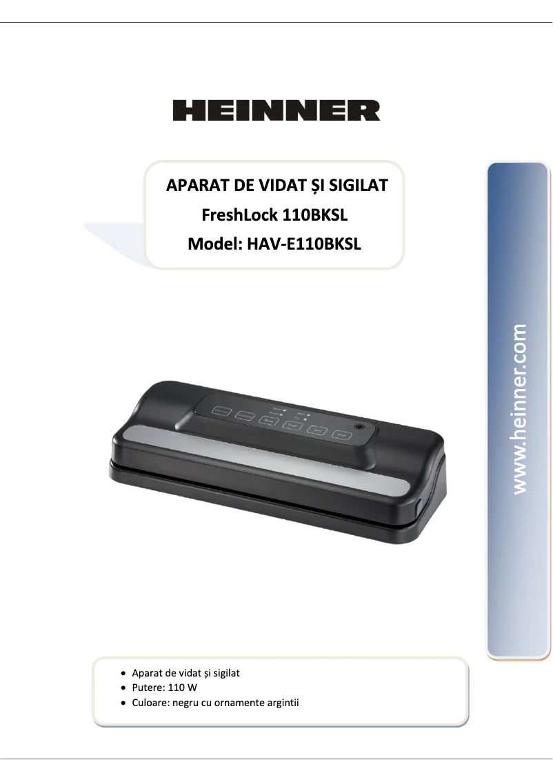 Page n°1 - Manuel utilisateur Heinner FreshLock HAV-E110BKSL