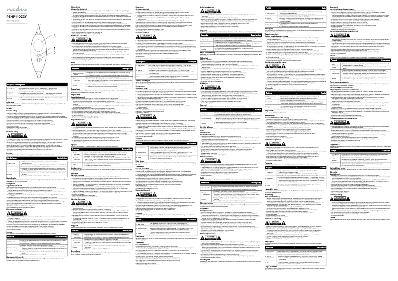 Page 1 de la notice Manuel utilisateur Nedis PEHP110CGY