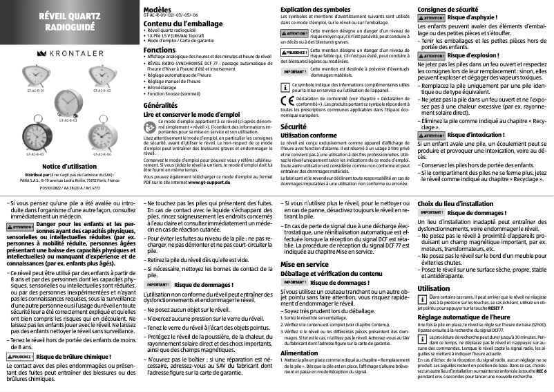 Page n°1 - Manuel utilisateur Krontaler GT-AC-R-04