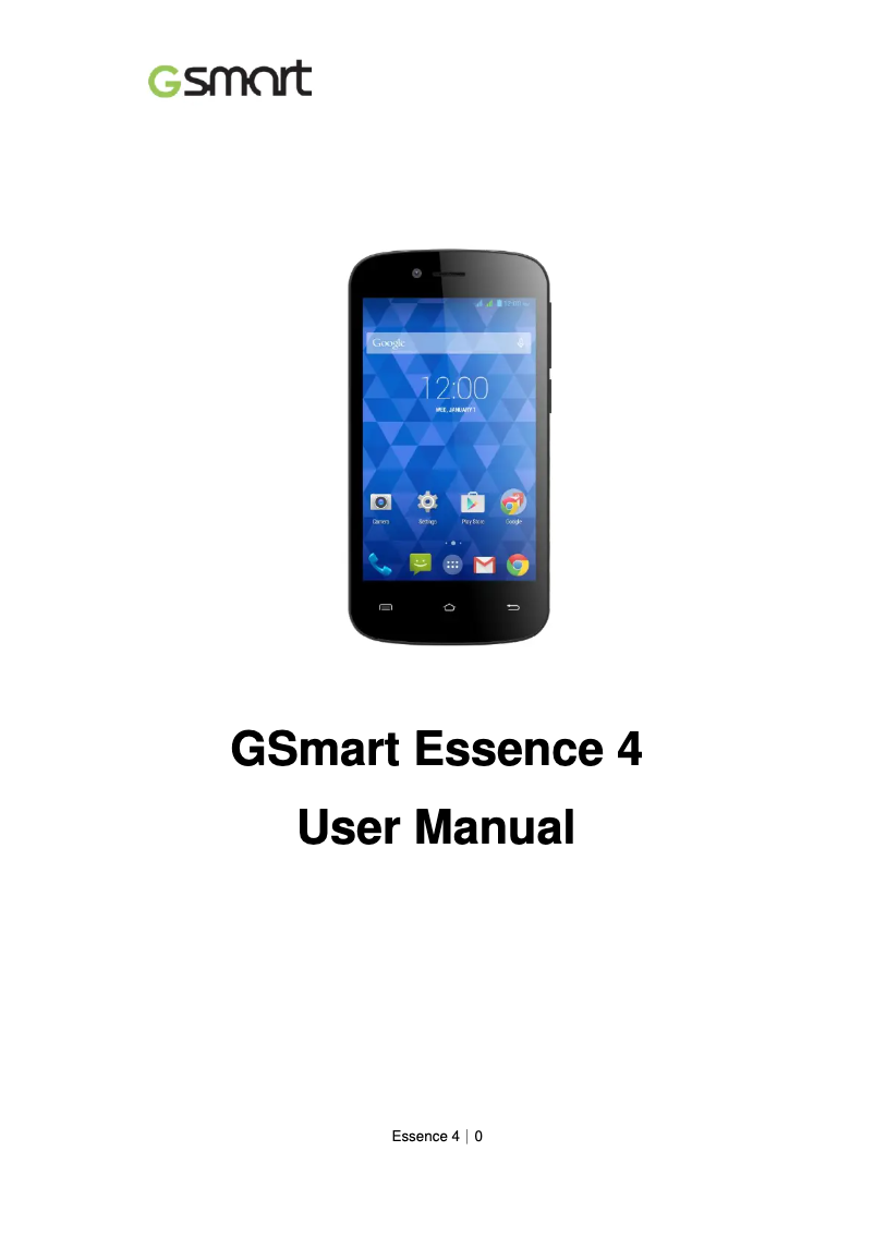 Imagen de la primera página del manual del dispositivo GSmart Essence 4