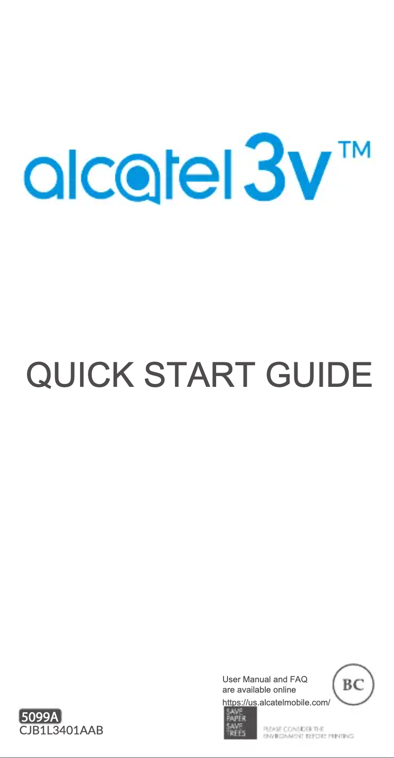 Page n°1 - Guide de démarrage rapide Alcatel 3V