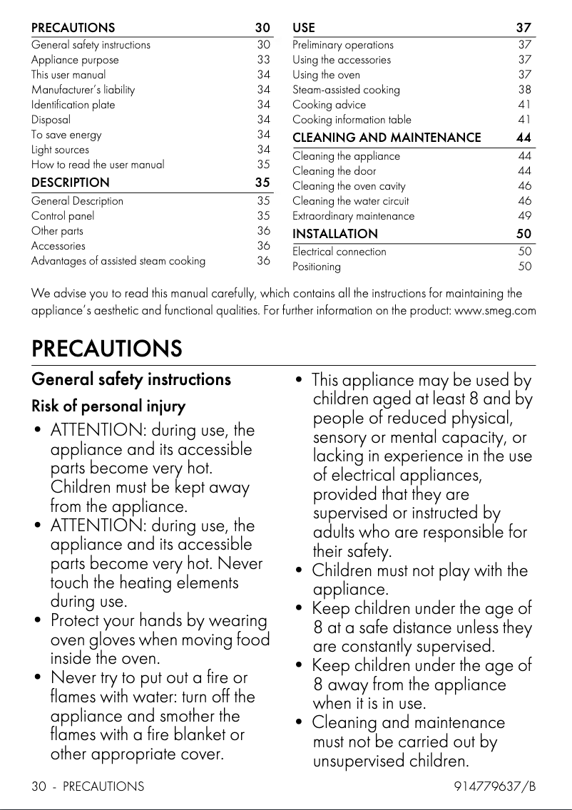 Page n°1 - Mode d'emploi Smeg SO64M3S2N