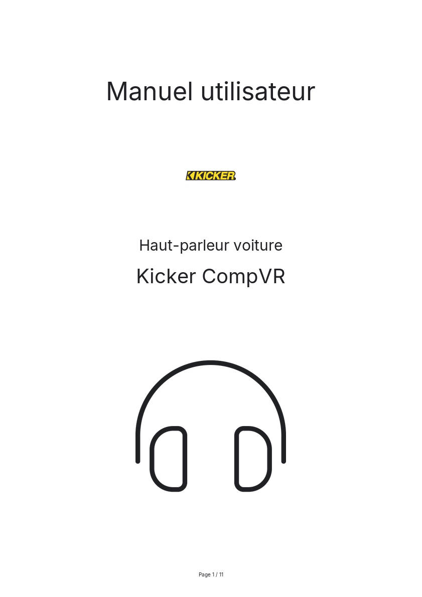 Page n°1 - Manuel utilisateur Kicker CompVR