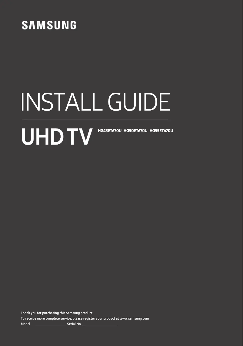 Page n°1 - Manuel utilisateur Samsung HG43ET670UE