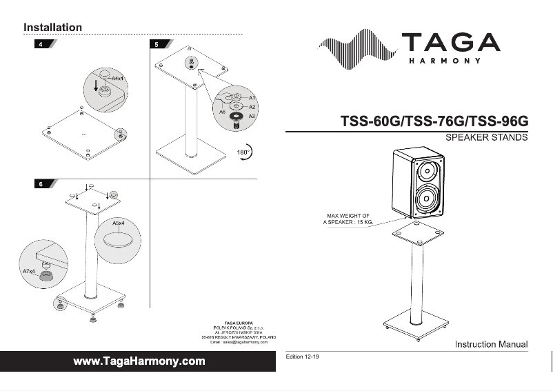Page 1 of the manual User Manual Taga Harmony TSS-60G