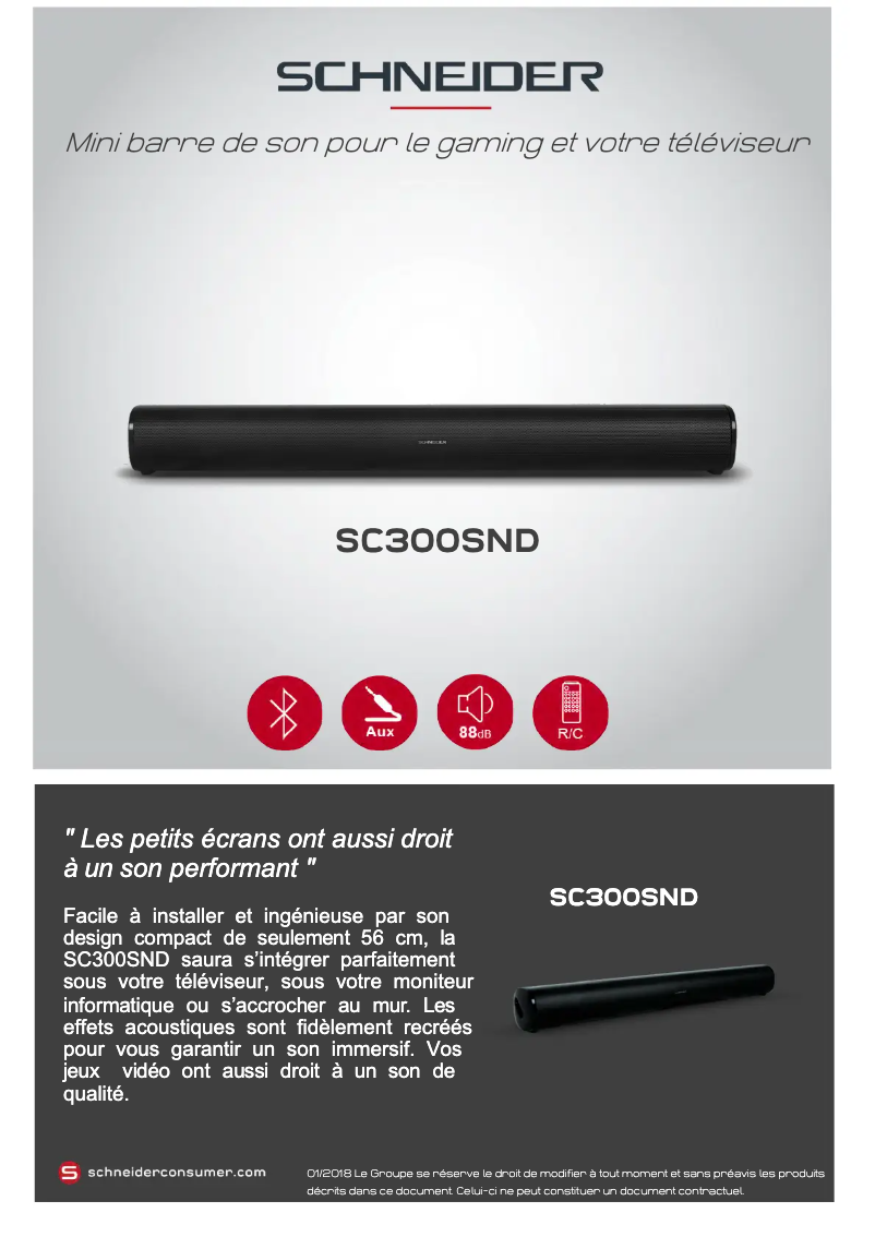 Page 1 de la notice Fiche technique Schneider Comsumer SC300SND