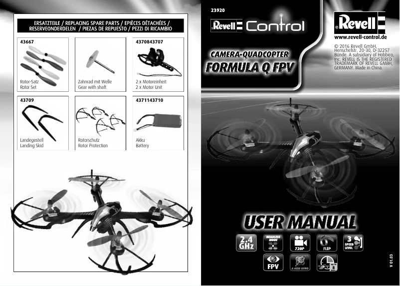 Page n°1 - Manuel utilisateur Revell Formula Q Fpv