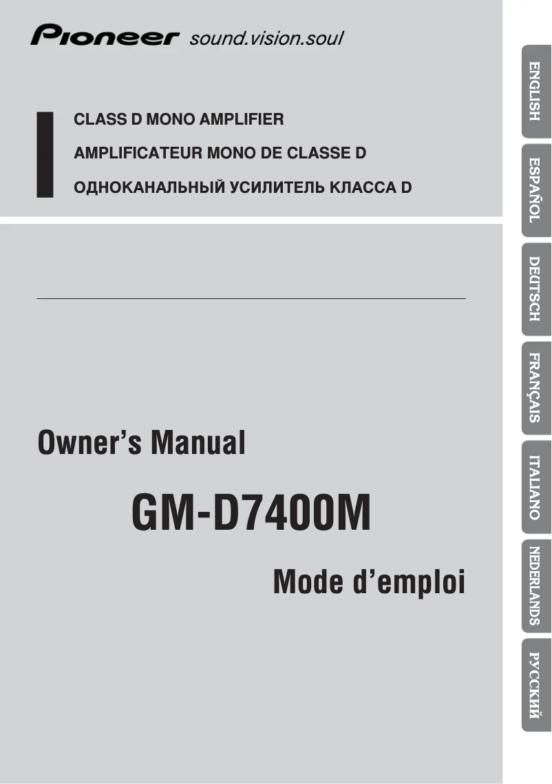 Page n°1 - Manuel utilisateur Pioneer GM-D7400M