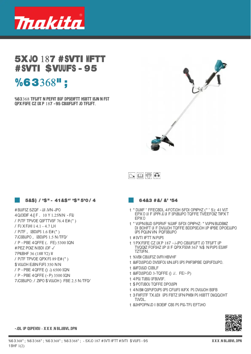 Página 1 del manual Ficha técnica Makita DUR368AZ