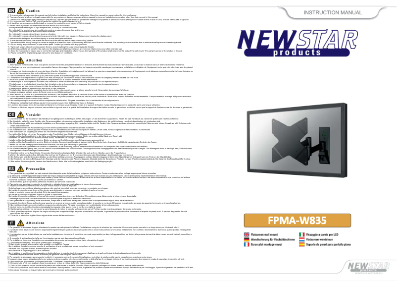 Page n°1 - Manuel utilisateur Newstar FPMA-W835